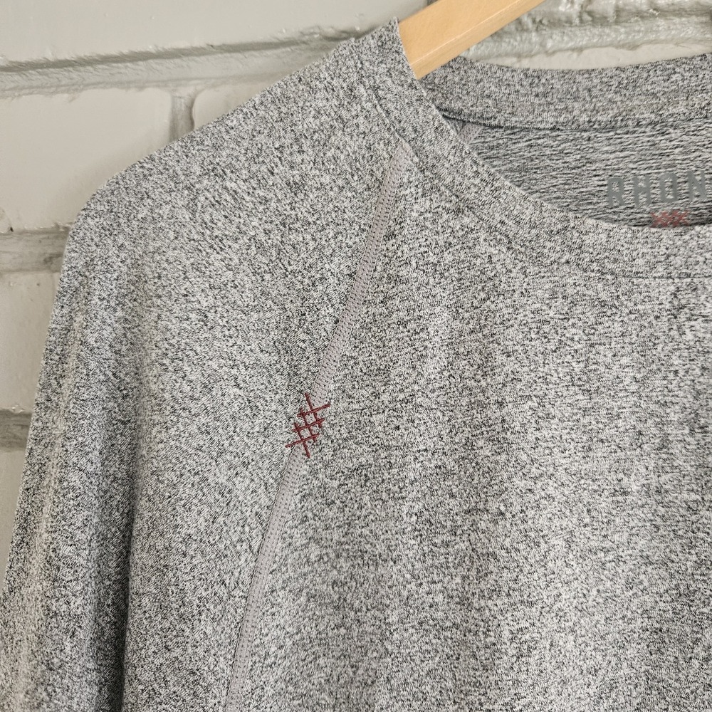 Rhone Mens Shirt Medium Reign Performance Long Sleeve Grey Heather Crew Neck - Picture 2 of 10
